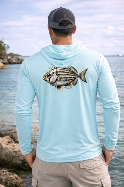 BAITED Offshore Performance Fishing Hoodie – Pin Fish- White