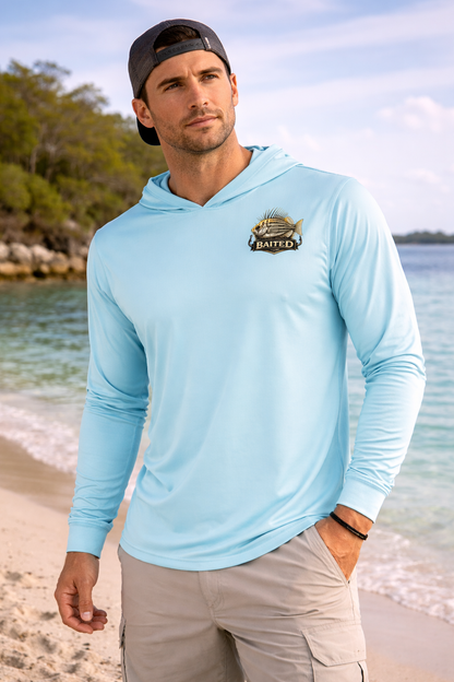 BAITED Offshore Performance Fishing Hoodie – Crab – White