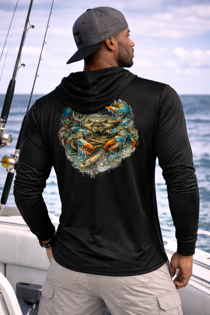 BAITED Offshore Performance Fishing Hoodie – Crab – White