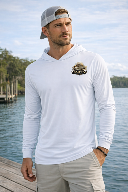 BAITED Offshore Performance Fishing Hoodie – Crab – White