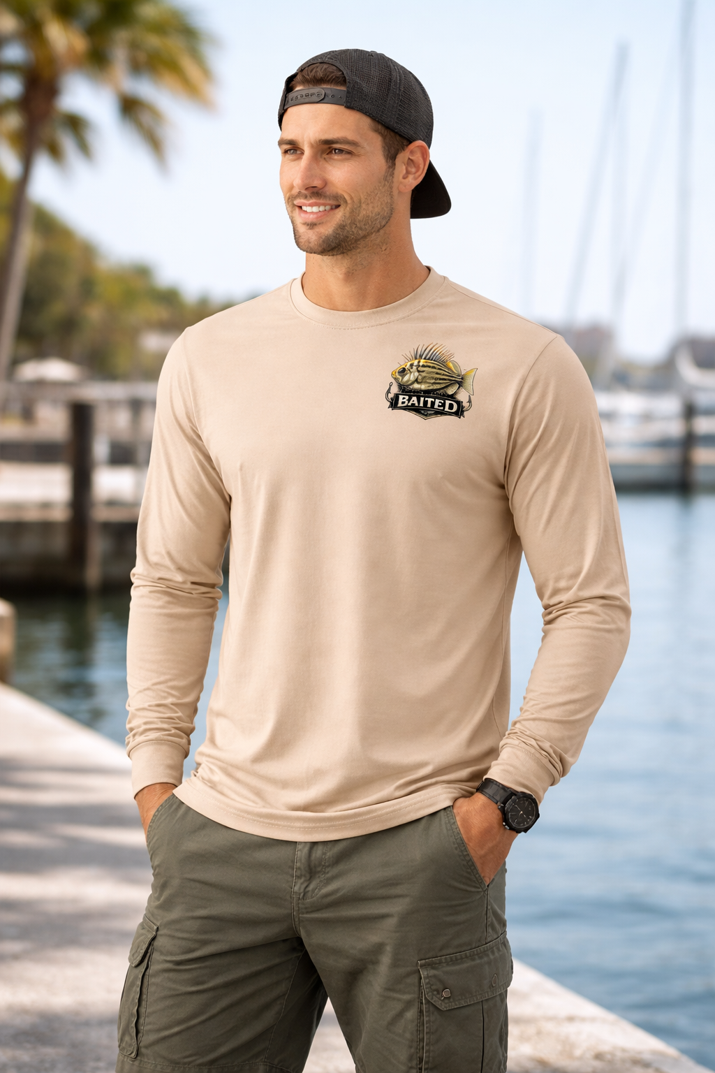 BAITED Offshore Core Long sleeve Tee - White