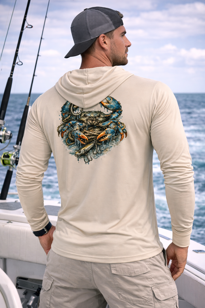 BAITED Offshore Performance Fishing Hoodie – Crab – White