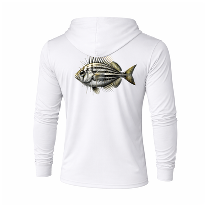 BAITED Offshore Performance Fishing Hoodie – Pin Fish- White