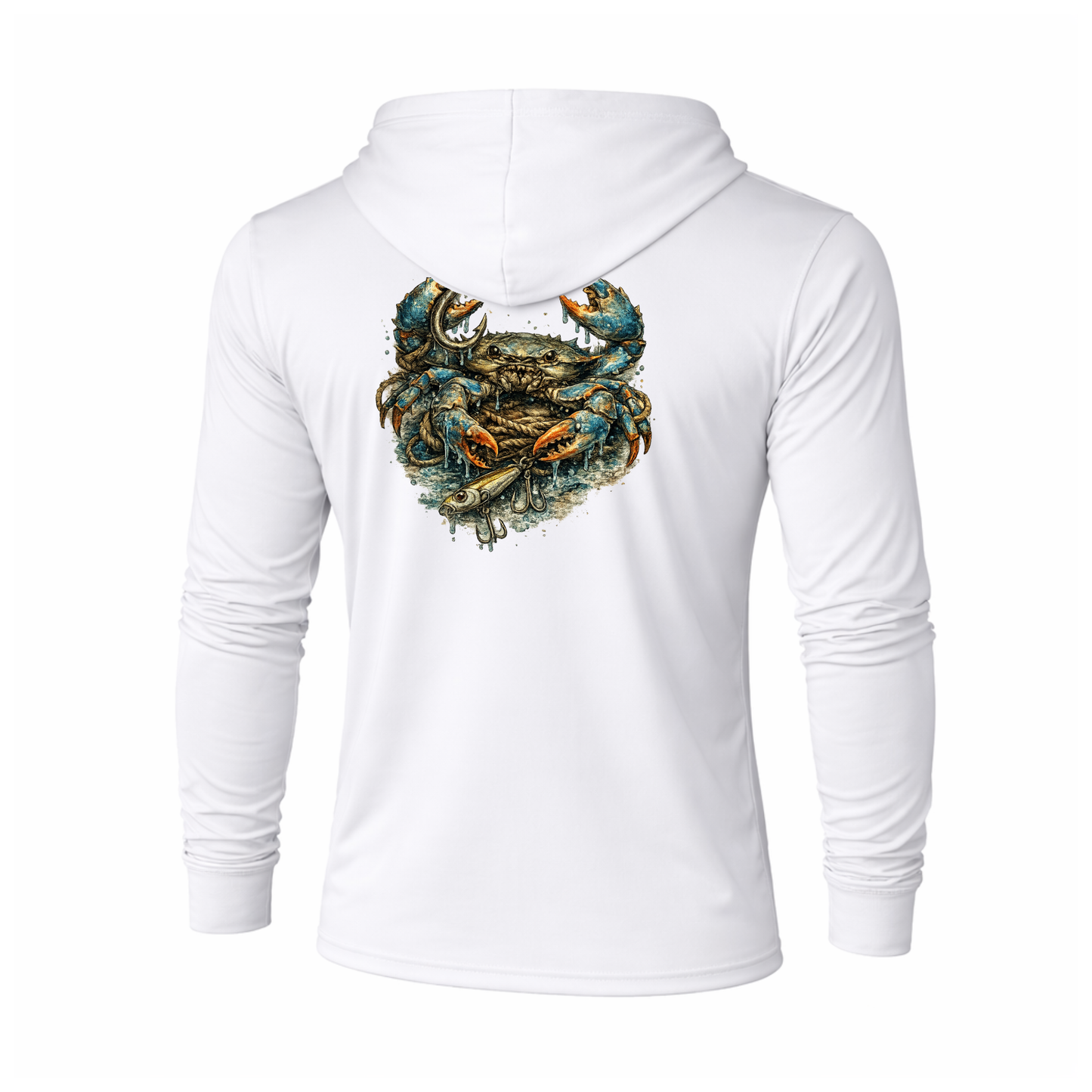BAITED Offshore Performance Fishing Hoodie – Crab – White